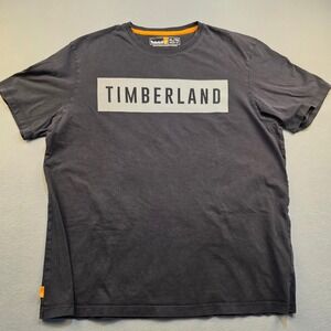 Timberland Mens XL Black Graphic Box Logo Short Sleeve Shirt Regular Fit Cotton‎